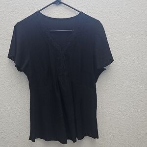 SHEIN Black Short Sleeve T-Shirt Blouse, Baby Doll Style